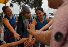 Action on the netball court
