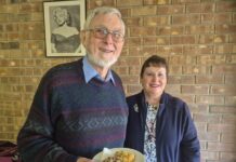 Enjoying cake and coffee